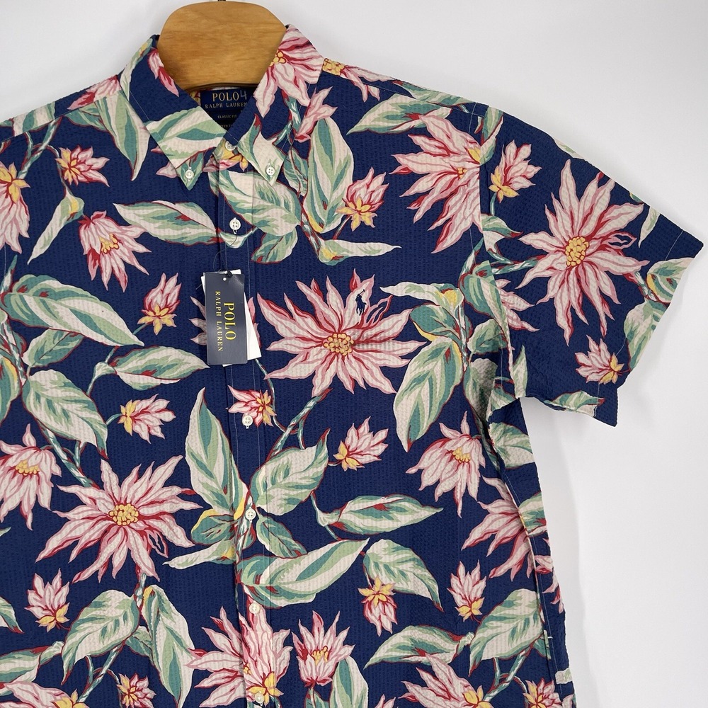 Polo Ralph Lauren Men's Shirt Sz 2XL Classic Fit FLoral Seersucker Shirt Multi - Picture 11 of 12